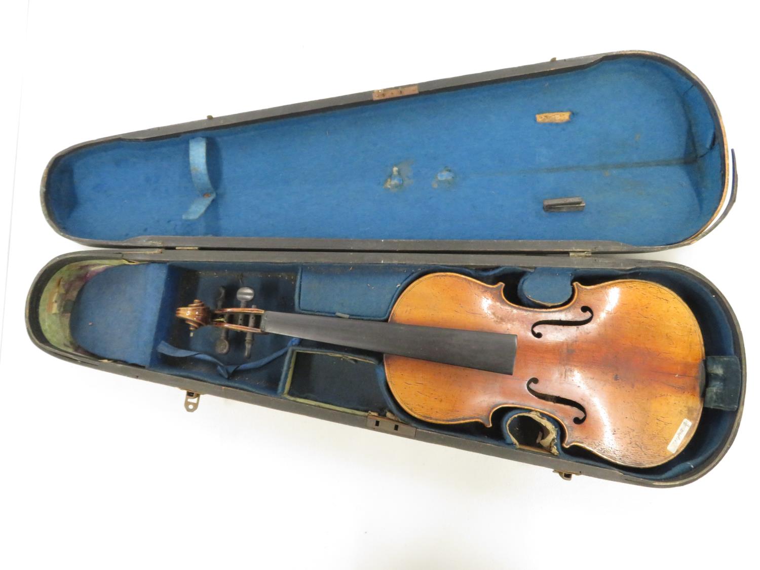 Old 3/4 violin in sarcophagus case