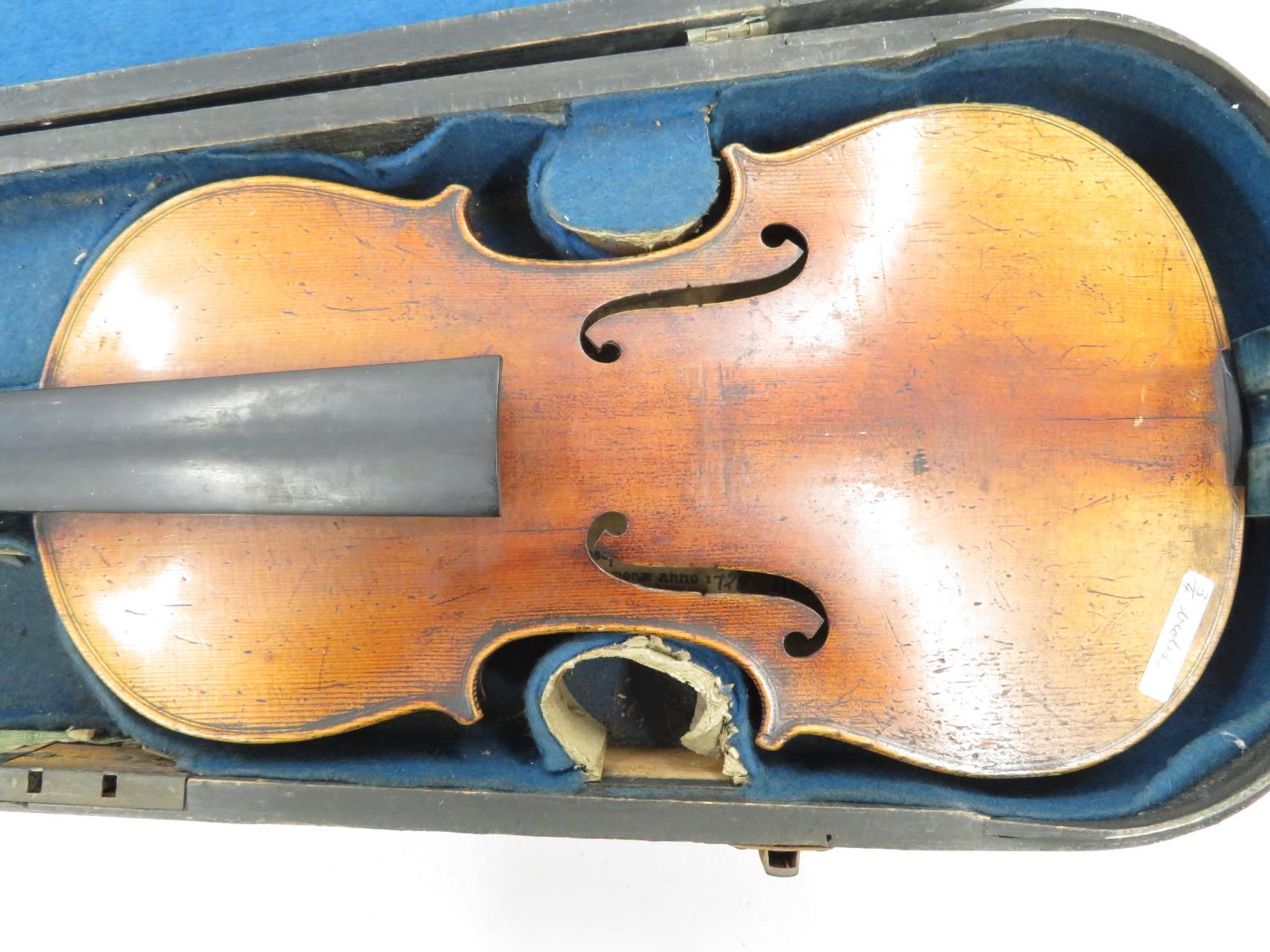 Old 3/4 violin in sarcophagus case - Image 3 of 6