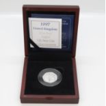 1997 UK silver proof Piedfort 50p in wooden box