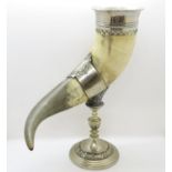 12" high silver plated ornamental drinking horn
