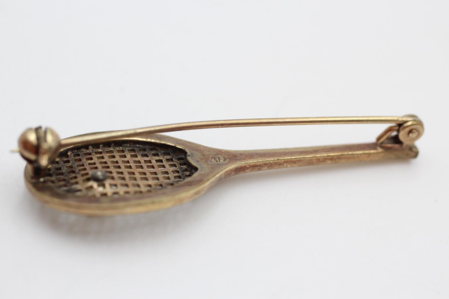 9ct gold tennis racket brooch 3.3g - Bild 5 aus 5