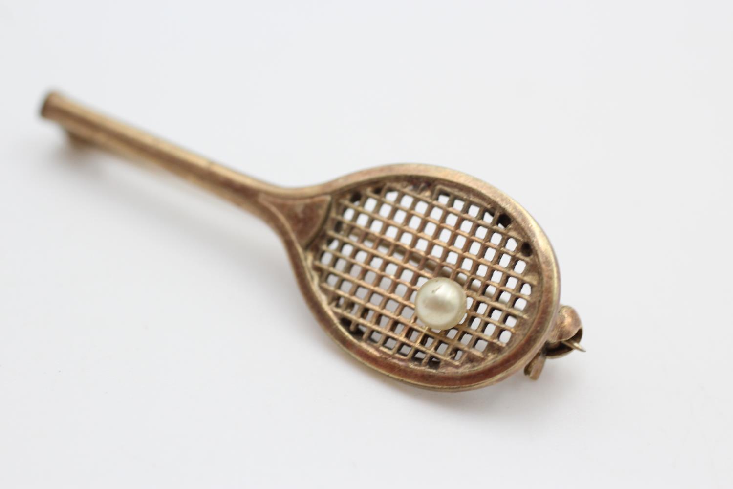 9ct gold tennis racket brooch 3.3g - Bild 2 aus 5