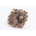 9ct gold portrait locket brooch 6.4g