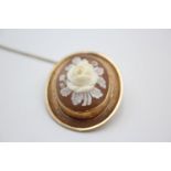 9ct gold vintage rose cameo brooch 11.2g