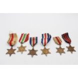 6 x WW2 Star Medals w/ Original Ribbons Inc France & German, Africa, Italy Etc