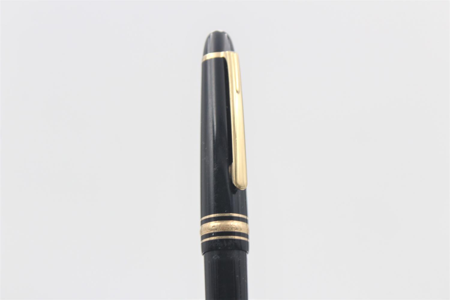 MONTBLANC Meisterstuck Black FOUNTAIN PEN w/ 14ct White Gold Nib WRITING - Image 4 of 5