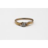 9ct Gold diamond bypass ring size N 2.1g