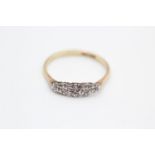 9ct Gold & platinum diamond detail ring size P 1.6g