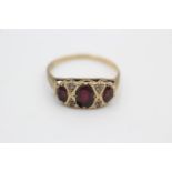 9ct gold garnet and gemstone ring size T 2.9g