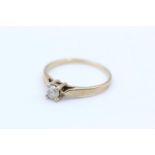 9ct gold diamond solitaire ring size N 1.6g