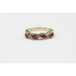 9ct Gold diamond & ruby detail ring size J 2g