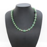 gold clasp jade & pearl necklace 35g