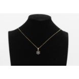 9ct gold diamond & sapphire pendant necklace 2g