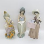 3x Lladro figures 8" tall no damage