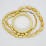 Victorian ivory beads and bangle 125g