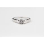 9ct White gold diamond solitaire ring size M