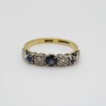 18ct sapphire and diamond 5 stone ring 3.17g size O