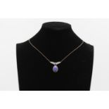 9ct gold tanzanite and diamond detail necklace
