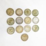 George V half crowns 1911 - 1919 (13 in total) 180g