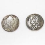 William II shilling 1696 and 1745 shilling