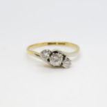 Good 18ct 3 stone antique diamond ring approx .3ct 2.55g size P