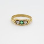 Antique 18ct emerald and diamond ring 2.96g size L