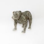 Silver and marquisate bulldog brooch