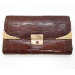 Alligator skin and 9ct gold mount and lock purse 6" x 4" - lock and corners mounted with 9ct gold