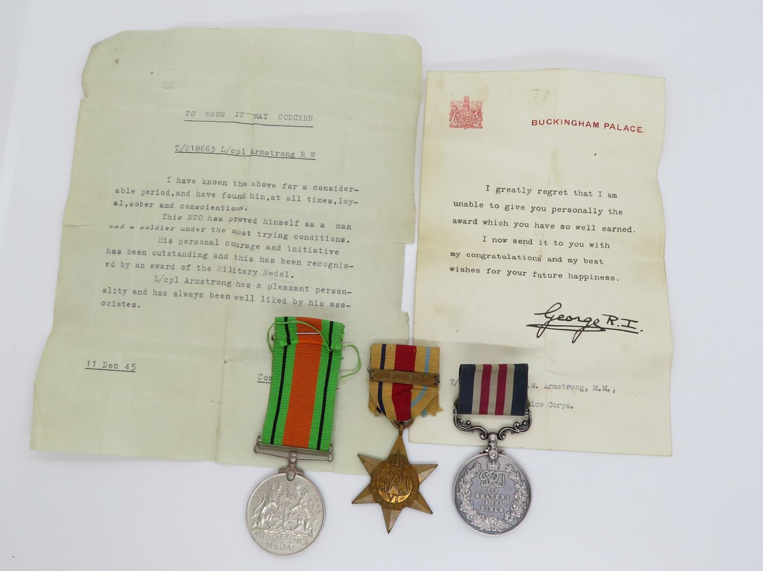 George VI Military Medal group includes Bravery in the Field medal awarded to T/218663 L.Cpl.R.W.