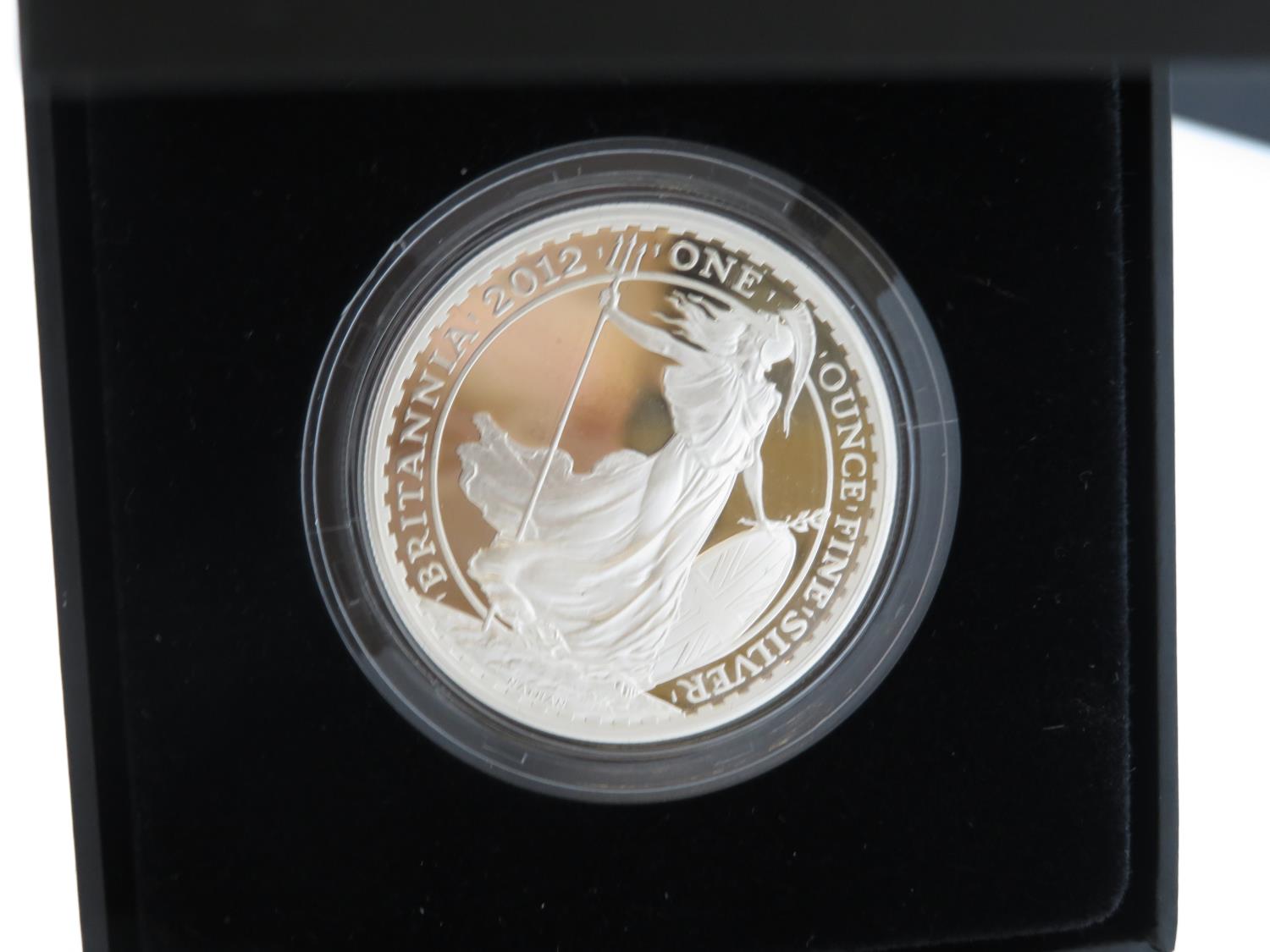 2012 Britannia silver proof 1oz coin in case with certificate - Image 2 of 2