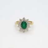 18ct emerald and diamond ring approx 1ct diamonds 5.2g size N