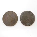 Bronze Georgian tokens Bewick Main Colliery 1811 B and B Copper Company 1811