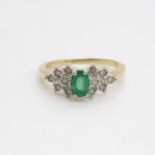 9ct gold diamond and emerald ring size N