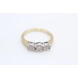 9ct diamond trilogy ring with heart shoulder detail size N