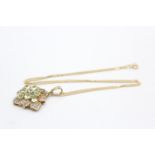 9ct gold gemstone cluster pendant necklace