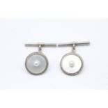 9ct gold pearl & mother pearl inlay cufflinks