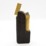 Dunhill gold plated lighter with alligator pouch