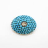 Antique turquoise and diamond brooch