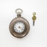19thC silver pocket watch with large escarpment to Brown Shrewsbury number 479 with outer and