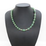 Gold clasp jade & pearl necklace 35g