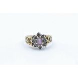 9ct gold gemstone & diamond cluster ring size P