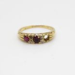 18ct Edwardian ruby and diamond ring one stone missing 3.5g size O