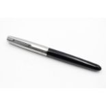 Vintage PARKER 51 Black FOUNTAIN PEN w/ Brushed Steel Cap WRITING