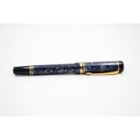 Vintage PARKER Duofold Blue FOUNTAIN PEN w/ 18ct Gold Nib WRITING