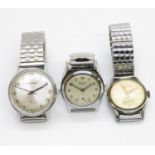 3x Gent's vintage watches hand winding working Everite and Excalibur