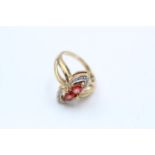 9ct Gold Vintage gemstone Split Band Dress Ring (4.5g) Size K