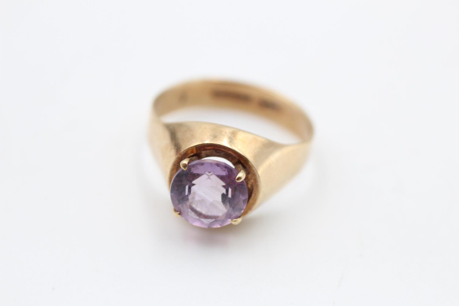 9ct Gold Vintage Amethyst Solitaire Dress Ring (3g) Size O