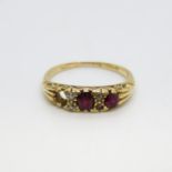 18ct Edwardian ruby and diamond ring - 1x stone missing - 3.5g size O