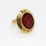 Very old high carat gold Intaglio ring 5.9g size J possibly Georgian