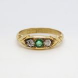 Antique 18ct emerald and diamond ring 2.96g size M